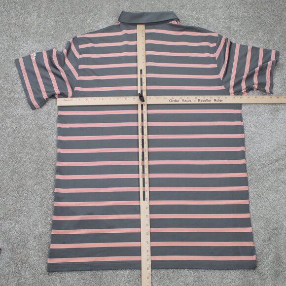 Callaway Polo Shirt Mens 2XL XXL Gray/Orange Striped Opti-Dri S/S Stretch Golf - Picture 9 of 12